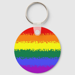Fuzzy Rainbow Flag Keychain