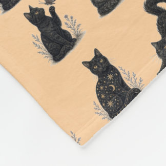 Fuzzy Spooky Black Cat Fleece Blanket