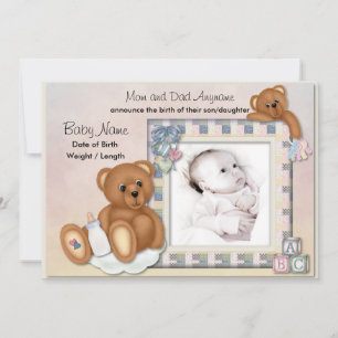 Fuzzy Teddy Bears Baby Announcement