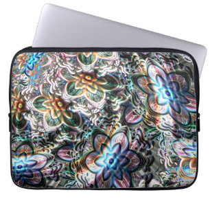 Fuzzy virtual flowery in coloured gradient strokes laptop sleeve