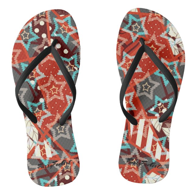 FuzzyFoxArt Flip Flops (Footbed)