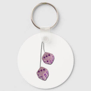 FuzzyPinkHeartDice073011 Keychain