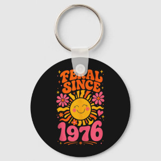 Fvibesl Since 1976 Retro Sun - Funny 50th Birthday Keychain