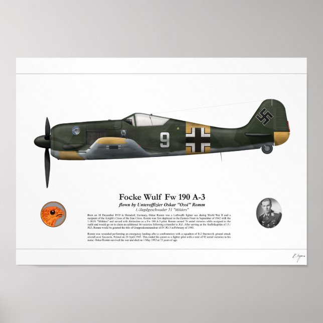 Fw 190 A-3 (Oskar Romm) Poster (Front)