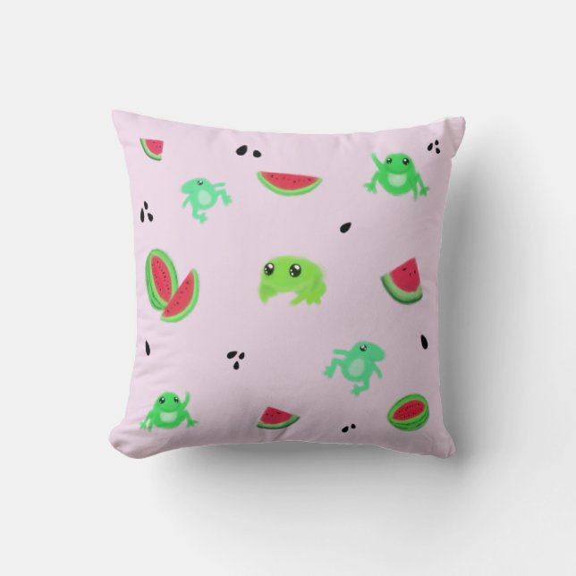Fwoggermelon Throw Pillow (Front)