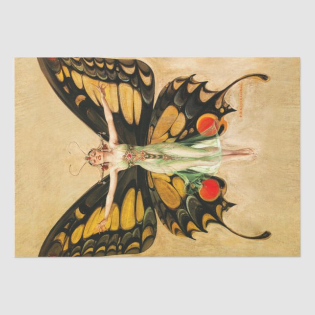 FX Leyendecker Butterfly Decoupage Art Deco  Tissue Paper (Front)
