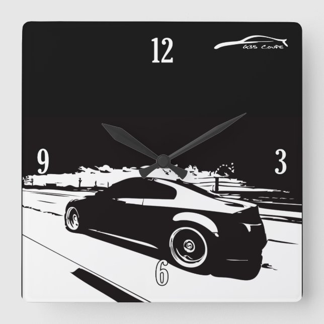 G35 Coupe Rolling Shot Square Wall Clock (Front)