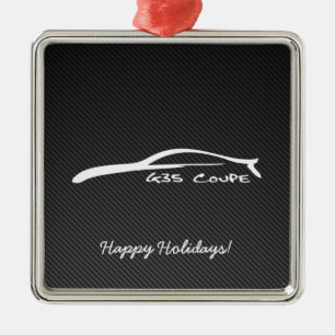 G35 Coupe White Brushstroke Christmas Ornaments