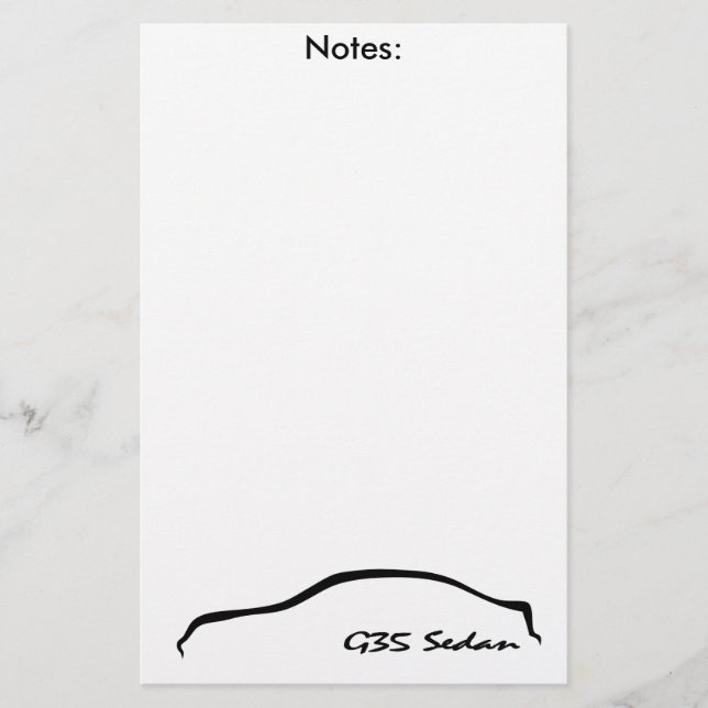 G35 Sedan Memo Pad / Note Pad Stationery (Front)