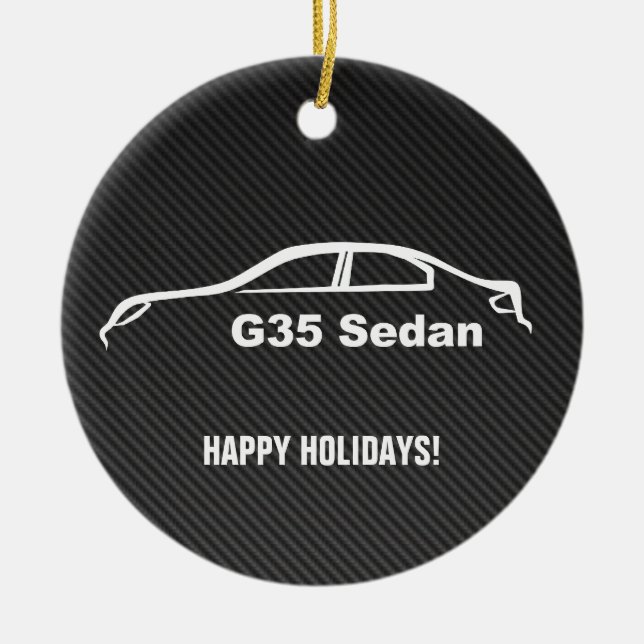 G35 Sedan White Brushstroke w/ Faux Carbon Fibre Ceramic Ornament (Front)