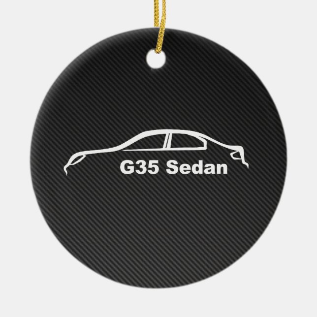 G35 Sedan White Silhouette with Faux Carbon FIber Ceramic Ornament (Front)