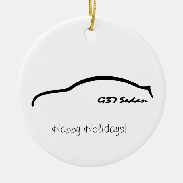 G37 Sedan Black Brushstroke Ceramic Ornament (Front)