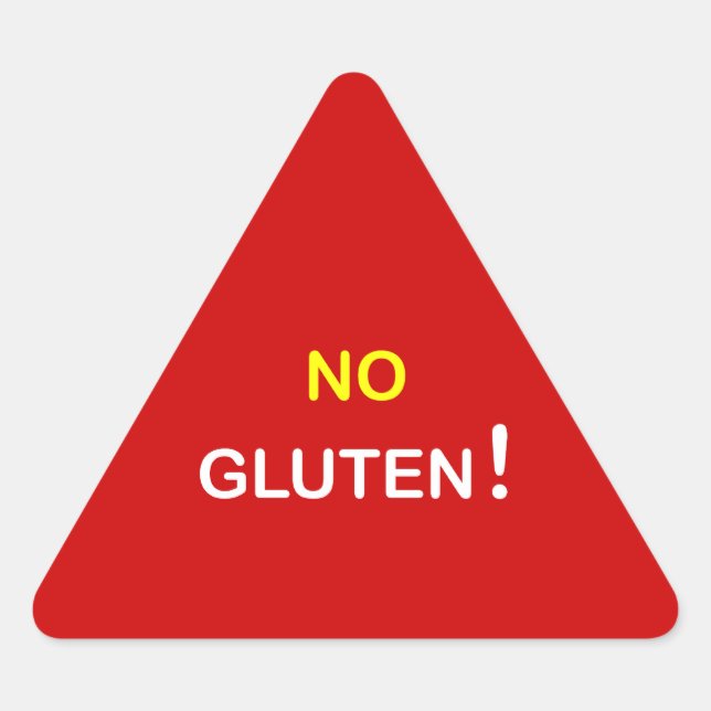 g3 - Food Alert ~ NO GLUTEN. Triangle Sticker (Front)