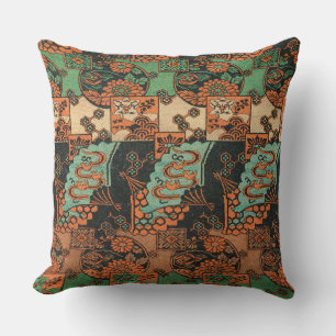 G.A. Audsley Asian Fan Pattern Outdoor Pillow