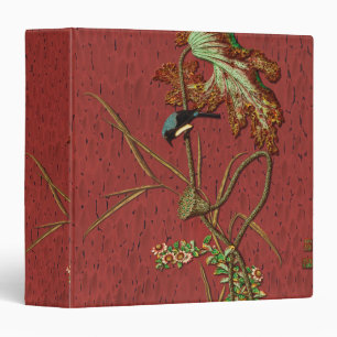 G.A. Audsley Vintage Red Japanese Bird Lotus Art Binder