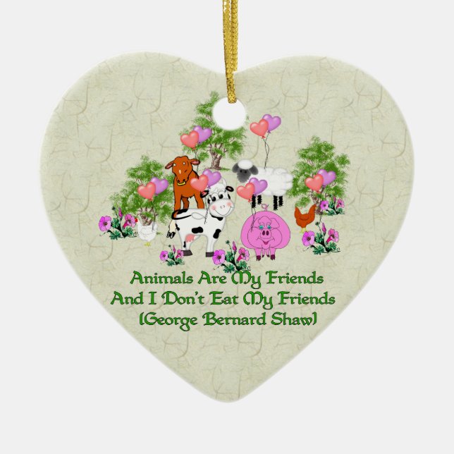 G. B. Shaw Vegetarian Quote Ceramic Ornament (Front)