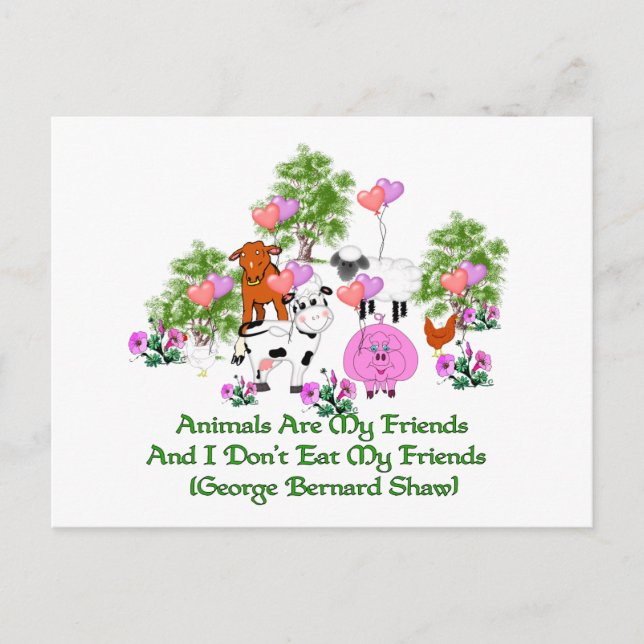 G. B. Shaw Vegetarian Quote Postcard (Front)