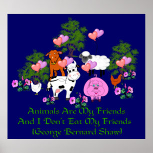 G. B. Shaw Vegetarian Quote Poster