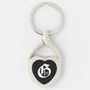 "G" Black Heart Keychain
