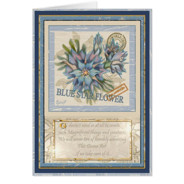 G Bureau de la création bleu fleur carte d'anniver (Devant)