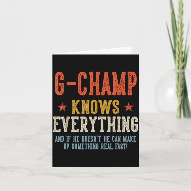 G-champ knows everything father's day retro card (Front)