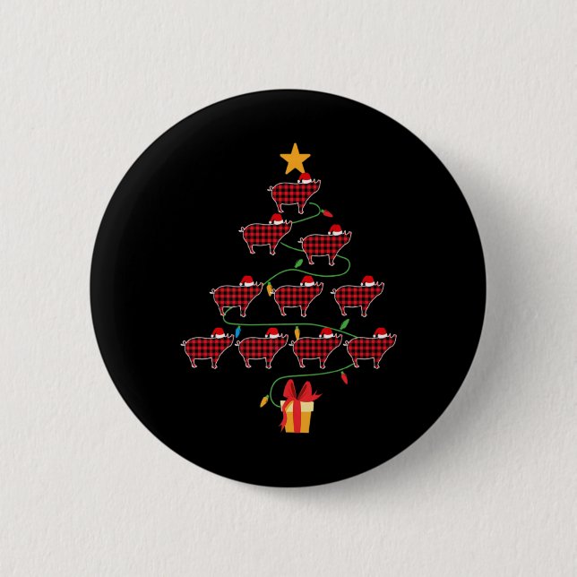 G Christmas Tree Xmas Goats Tree Santa Hat  2 Inch Round Button (Front)