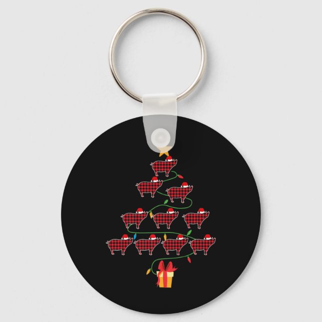 G Christmas Tree Xmas Goats Tree Santa Hat T Shirt Keychain (Front)