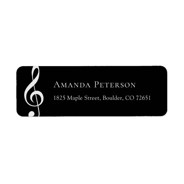 G-clef Music Notation Black Adresse de retour (Devant)