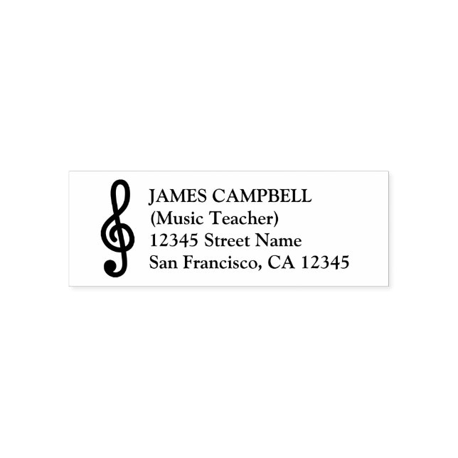 G clef music teacher self inking address stamps (Design)