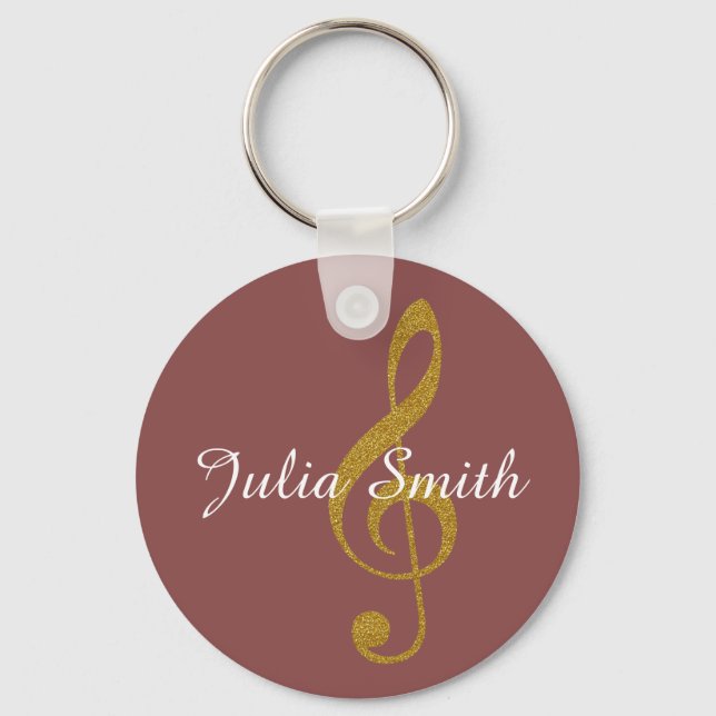 g-clef musical note personalized with name keychain (Front)