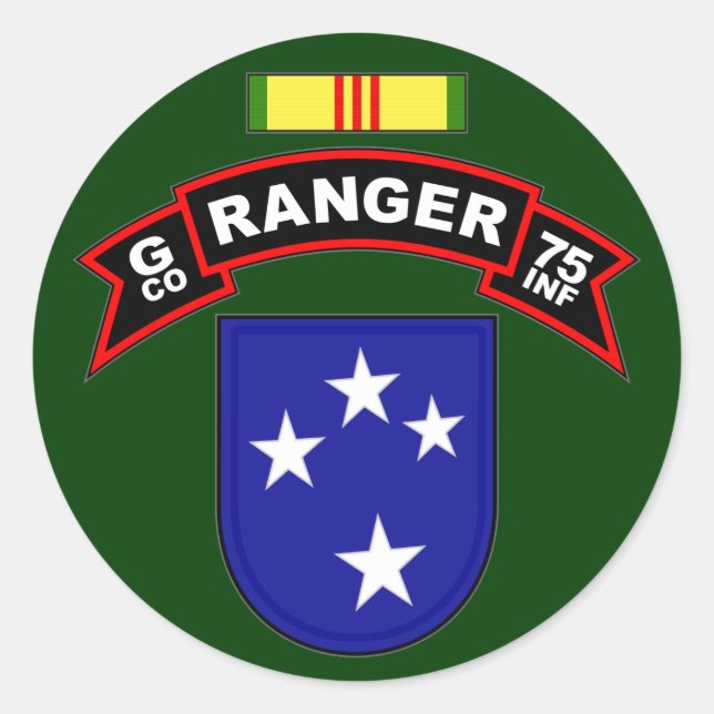 G Co, 75th Infantry Regiment - Rangers, Vietnam Classic Round Sticker (Front)