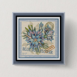G Creation Office blue flower 2 Inch Square Button