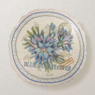 G Creation Office blue flower Round Pillow