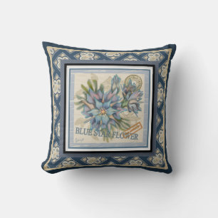 G Creation Office blue flower Throw Pillow