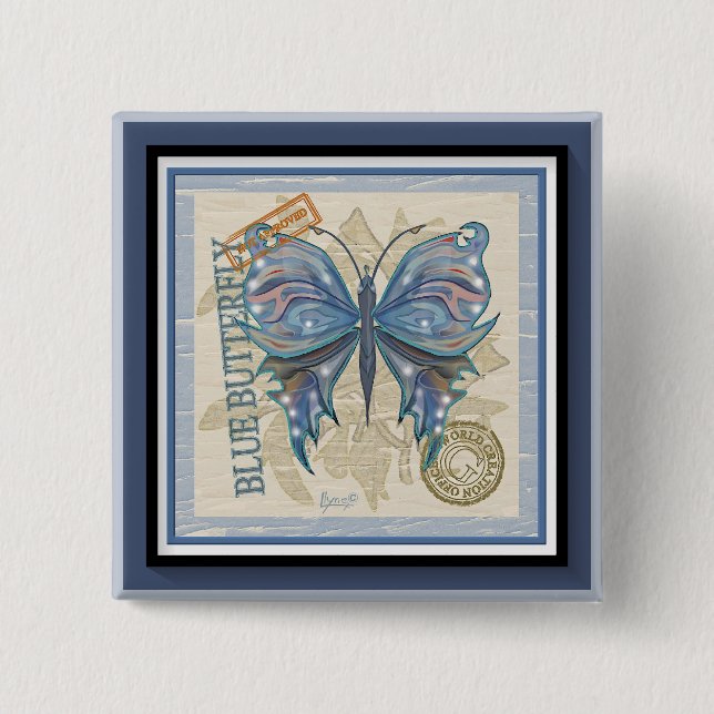 G Creation Office butterfly 2 Inch Square Button (Front)
