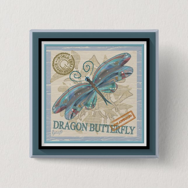 G Creation Office dragonfly 2 Inch Square Button (Front)