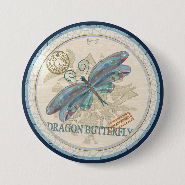 G Creation Office dragonfly 3 Inch Round Button (Front)
