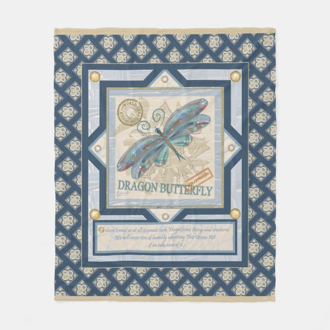 G Creation Office dragonfly Fleece Blanket (Front)