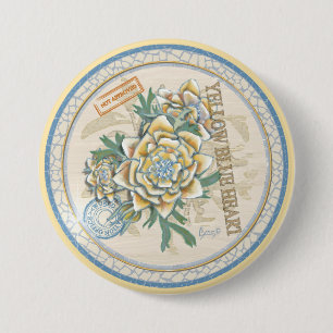 G Creation Office yellow flower 3 Inch Round Button