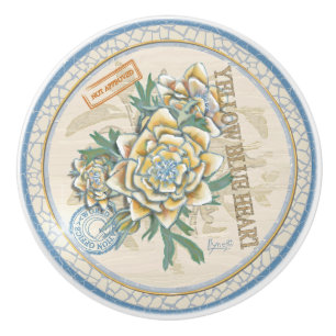 G Creation Office yellow flower Ceramic Knob