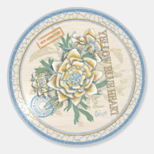 G Creation Office yellow flower Classic Round Sticker