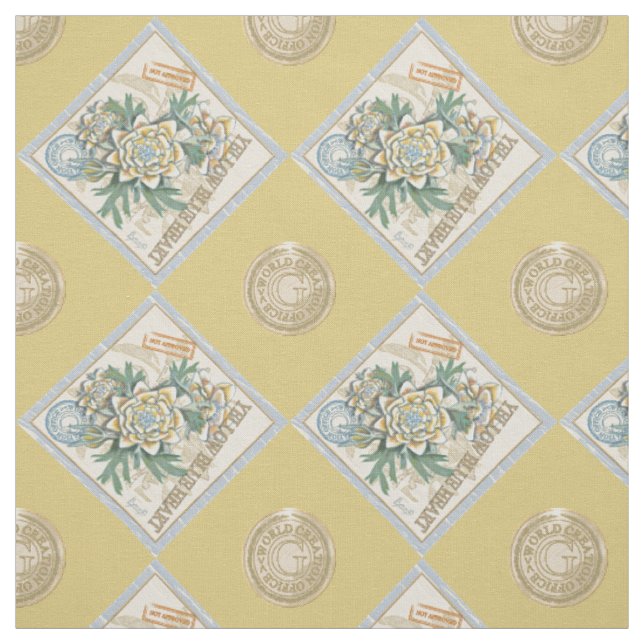 G Creation Office yellow flower Fabric (Swatch)