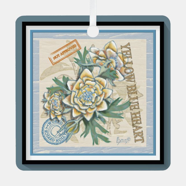 G Creation Office yellow flower Metal Ornament (Front)