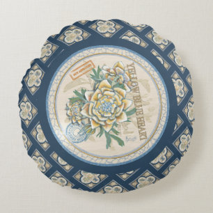 G Creation Office yellow flower Round Pillow