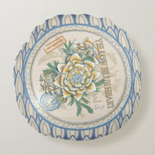 G Creation Office yellow flower Round Pillow