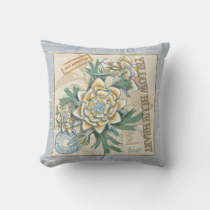 G Creation Office yellow flower Throw Pillow
