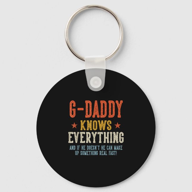 G-daddy knows everything father's day retro keychain (Front)