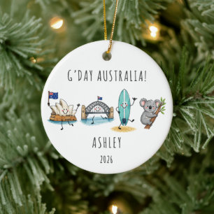 G’Day Australia Personalized Travel Ceramic Ornament