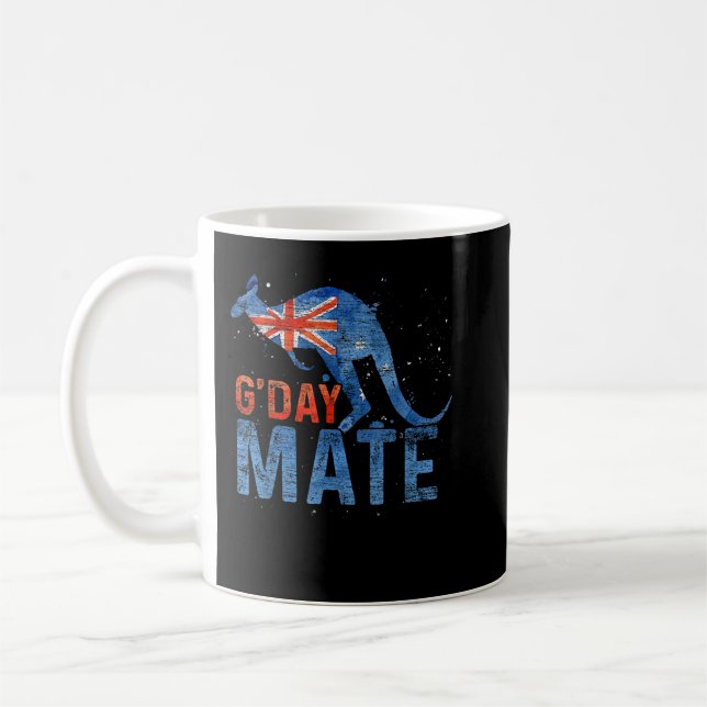 G Day Mate Kangaroo Aussie Animal Australia Flag A Coffee Mug (Left)