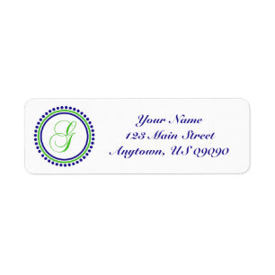 G Dot Circle Mongram Address Label (Green / Blue)